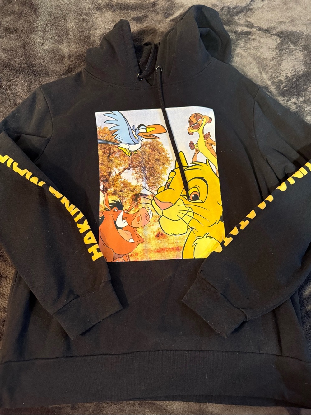 Disney Black Lion King Graphic Hoodie with Yellow Print